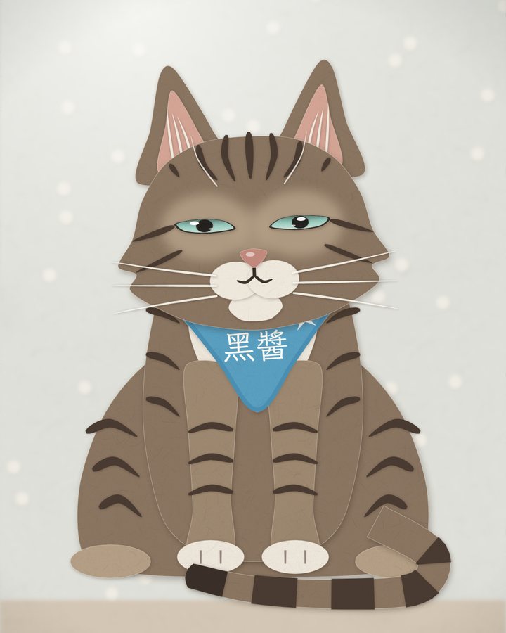 戴著寫了名字的藍領巾